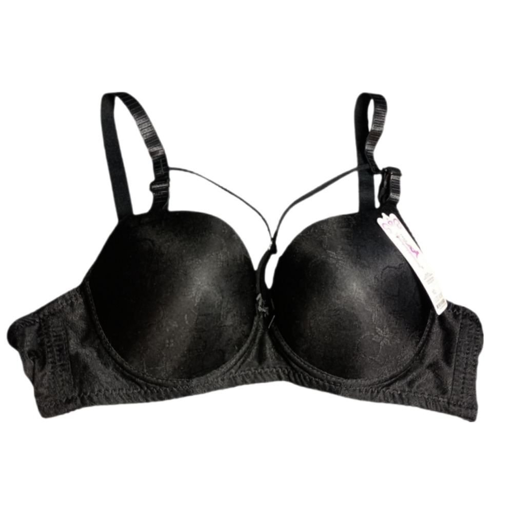 Duoqingguniang Underwire Push Up Criss‎ Cross Back Bra Black NWT SKUW571